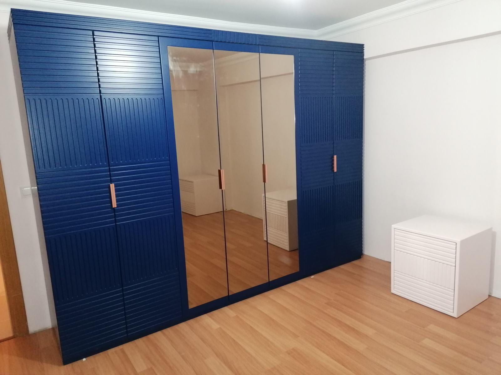 Wardrobe with Colored Doors and Mirror Detail