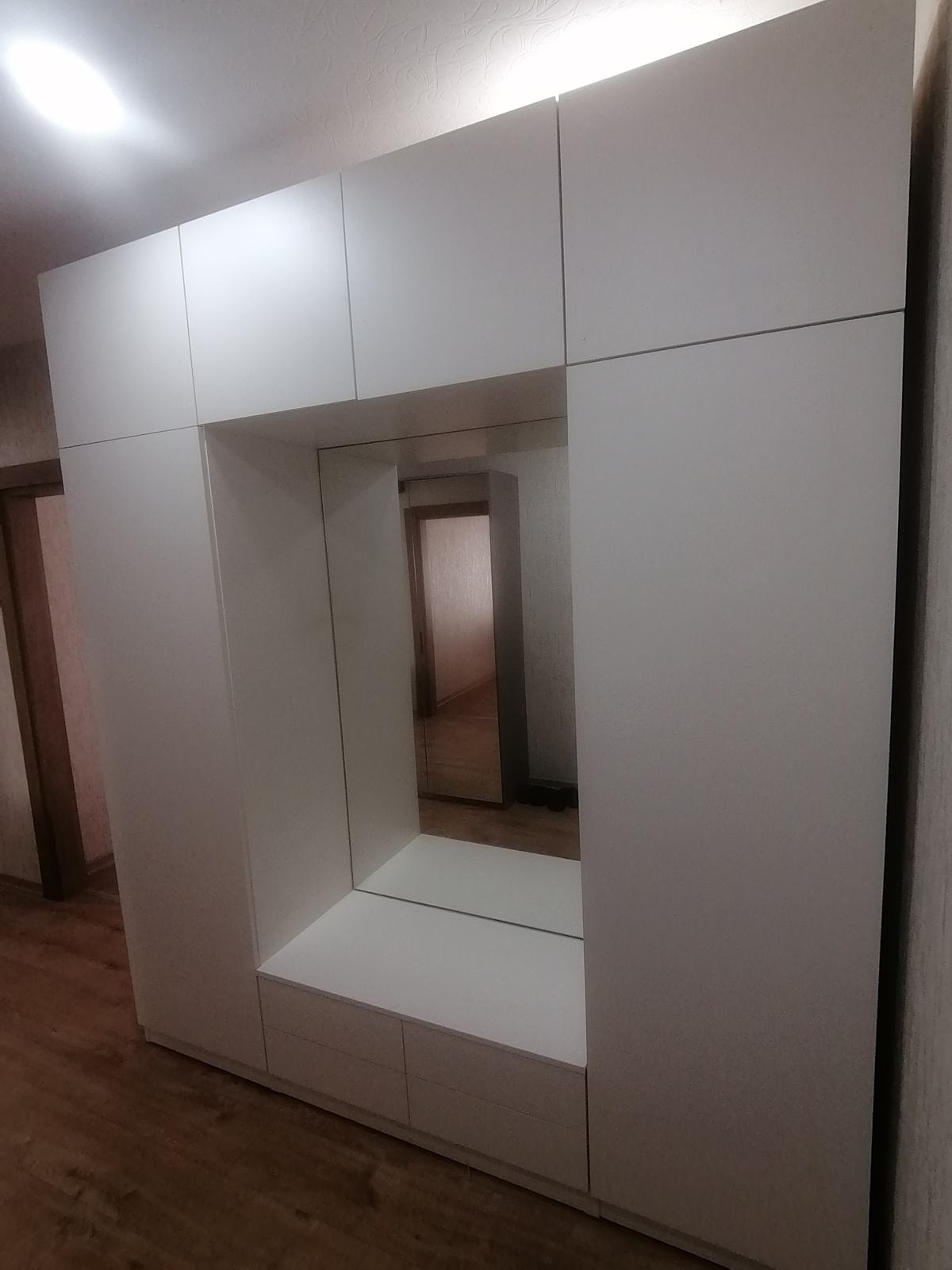 Handleless Mirror Front Coat Rack Cabinet