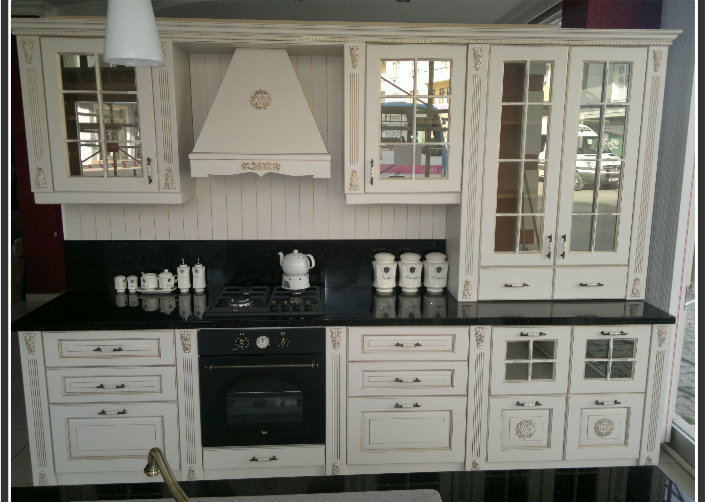 Mirrored Embroidered Kitchen Cabinet